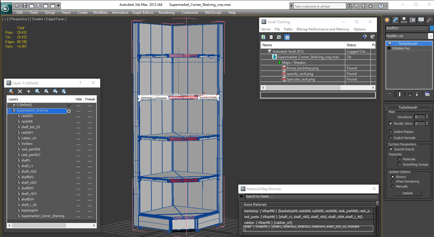 Supermarket Corner Shelving 3D