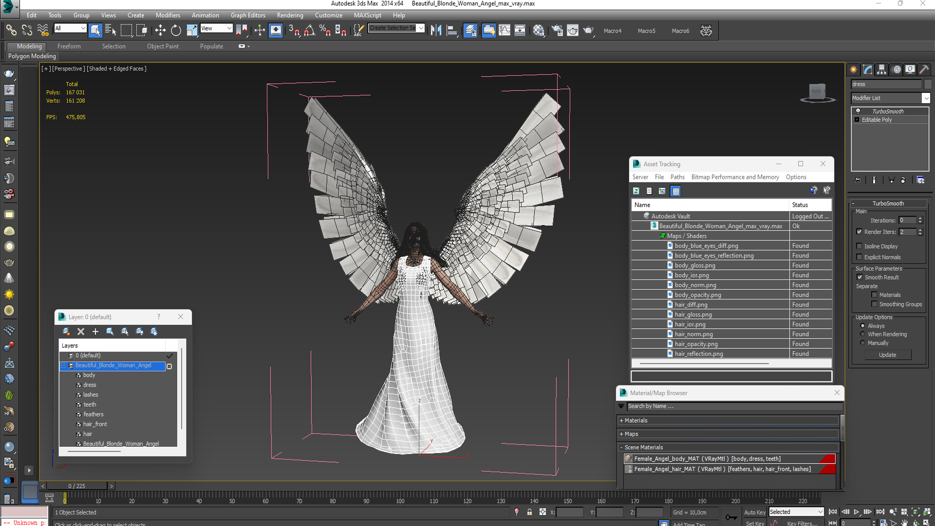 3D Beautiful Blonde Woman Angel model
