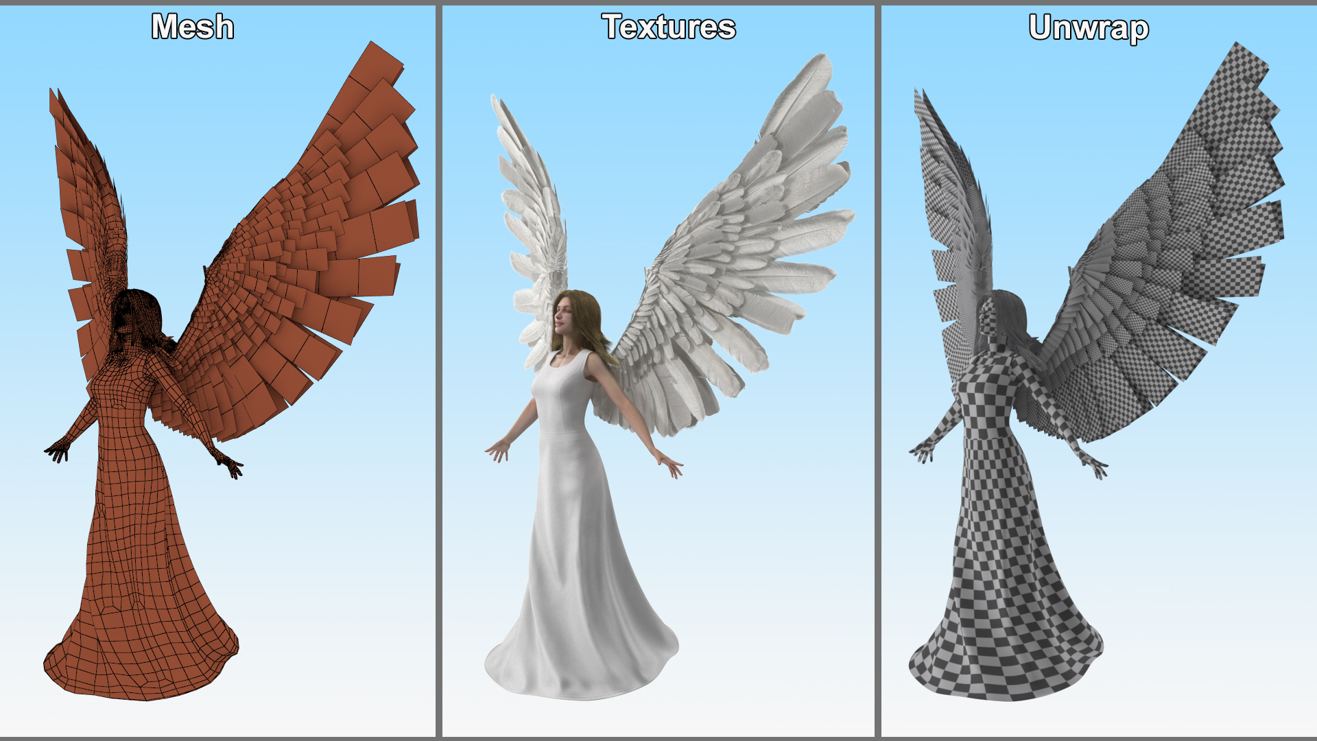 3D Beautiful Blonde Woman Angel model