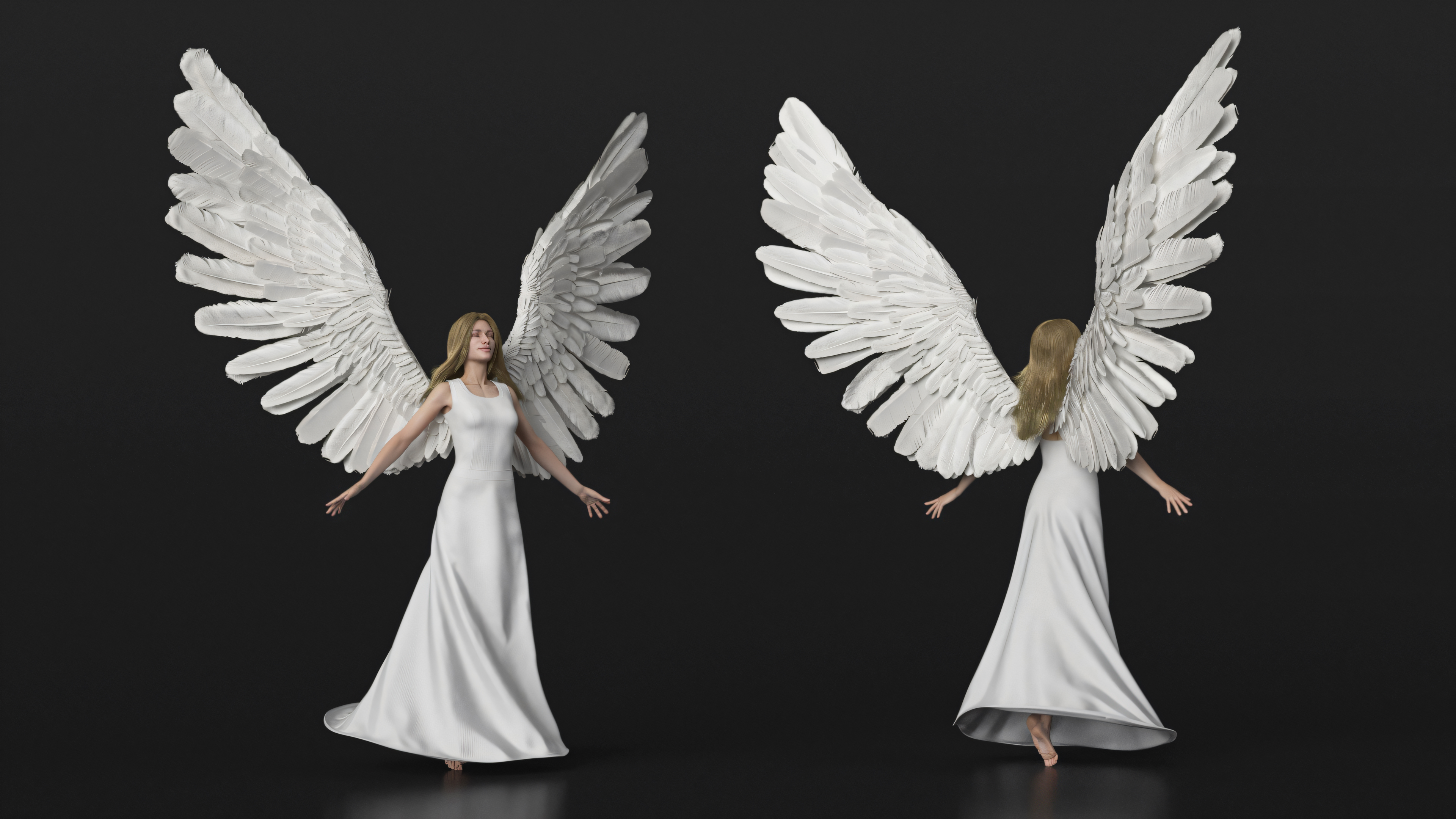 3D Beautiful Blonde Woman Angel model