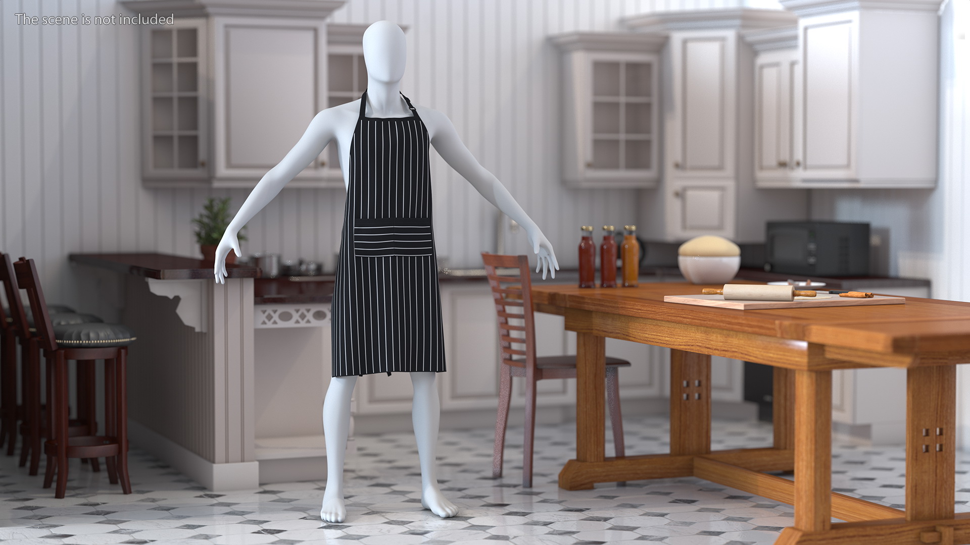3D model Men Striped Cooking Apron