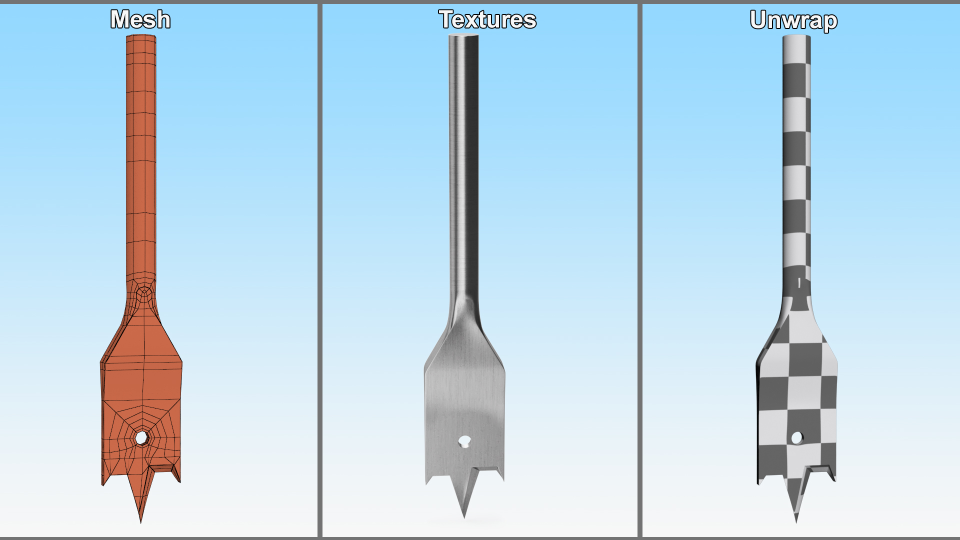 Flat Drill Bit 3D model