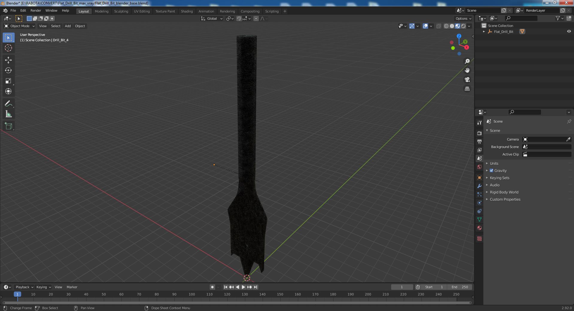 Flat Drill Bit 3D model