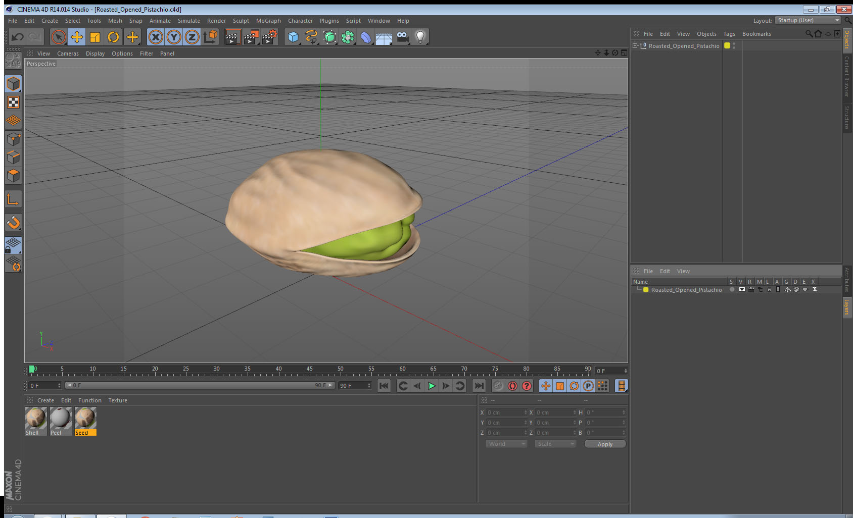 Roasted Opened Pistachio 3D model