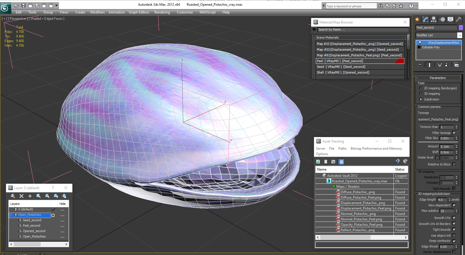 Roasted Opened Pistachio 3D model
