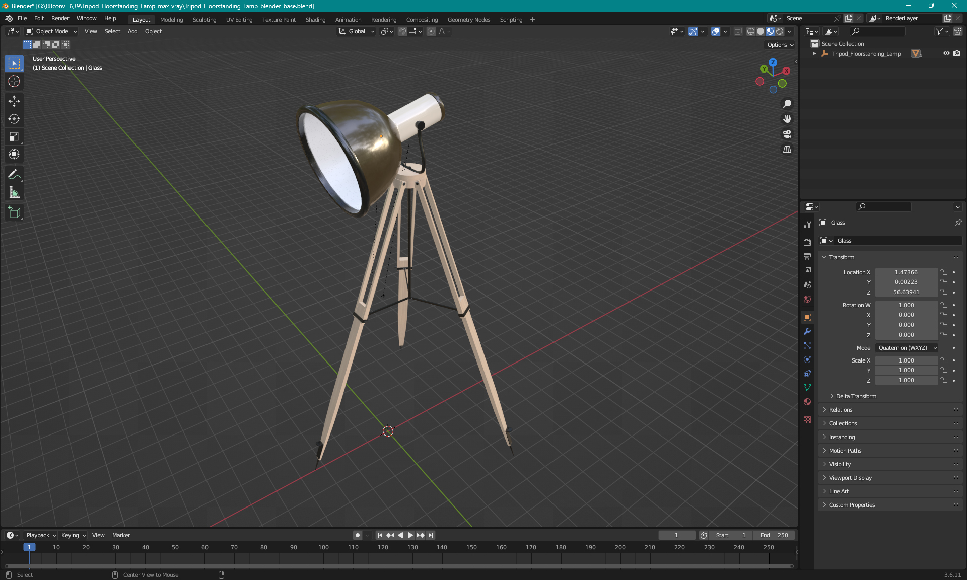 3D model Tripod Floorstanding Lamp