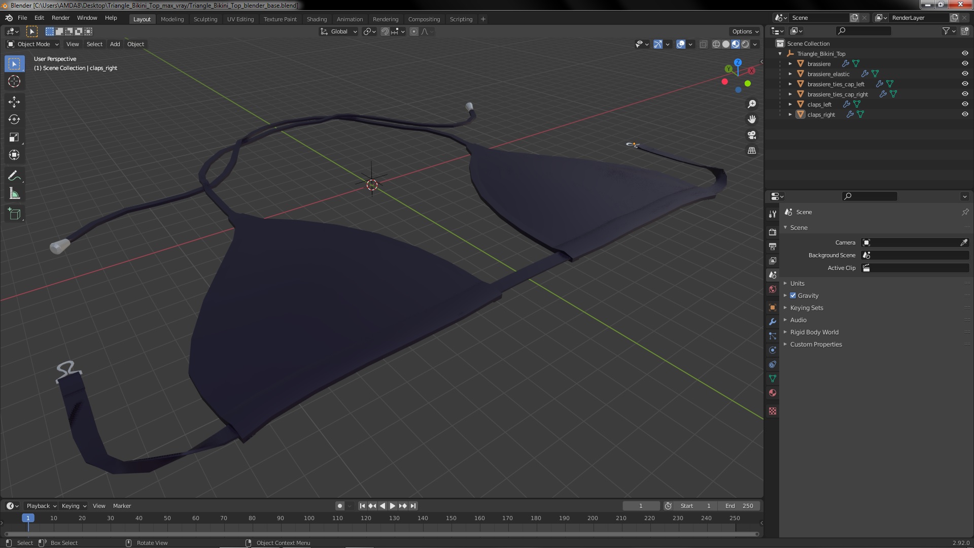 Triangle Bikini Top 3D model