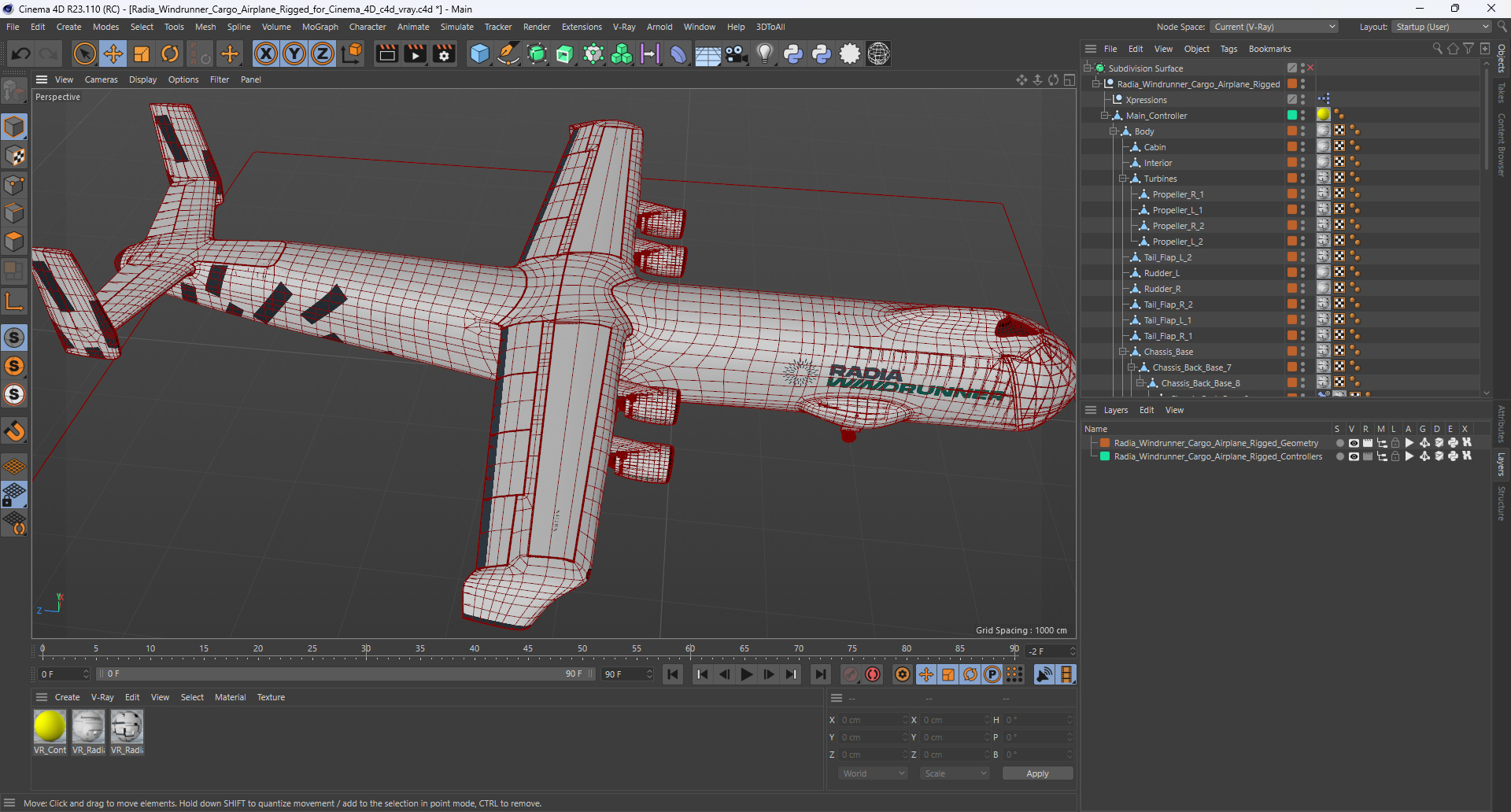 Radia Windrunner Cargo Airplane Rigged for Cinema 4D 3D