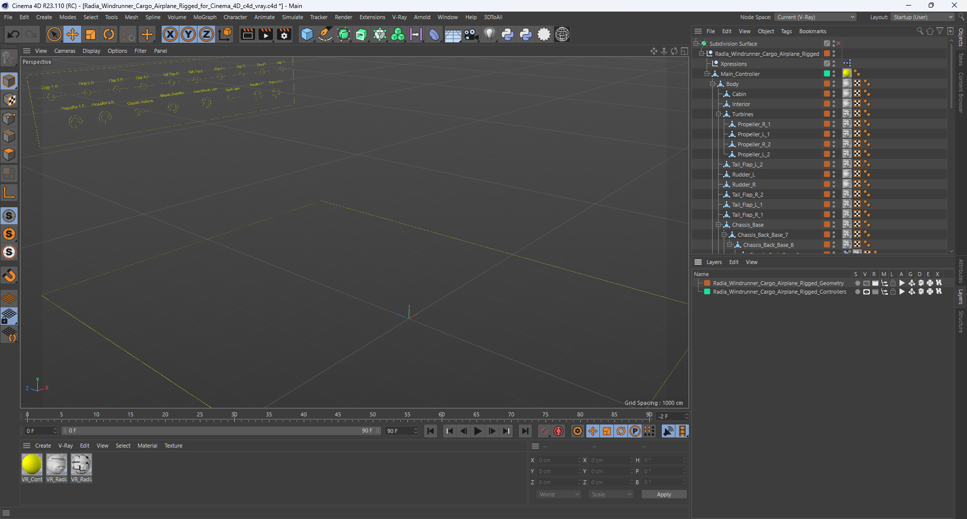 Radia Windrunner Cargo Airplane Rigged for Cinema 4D 3D