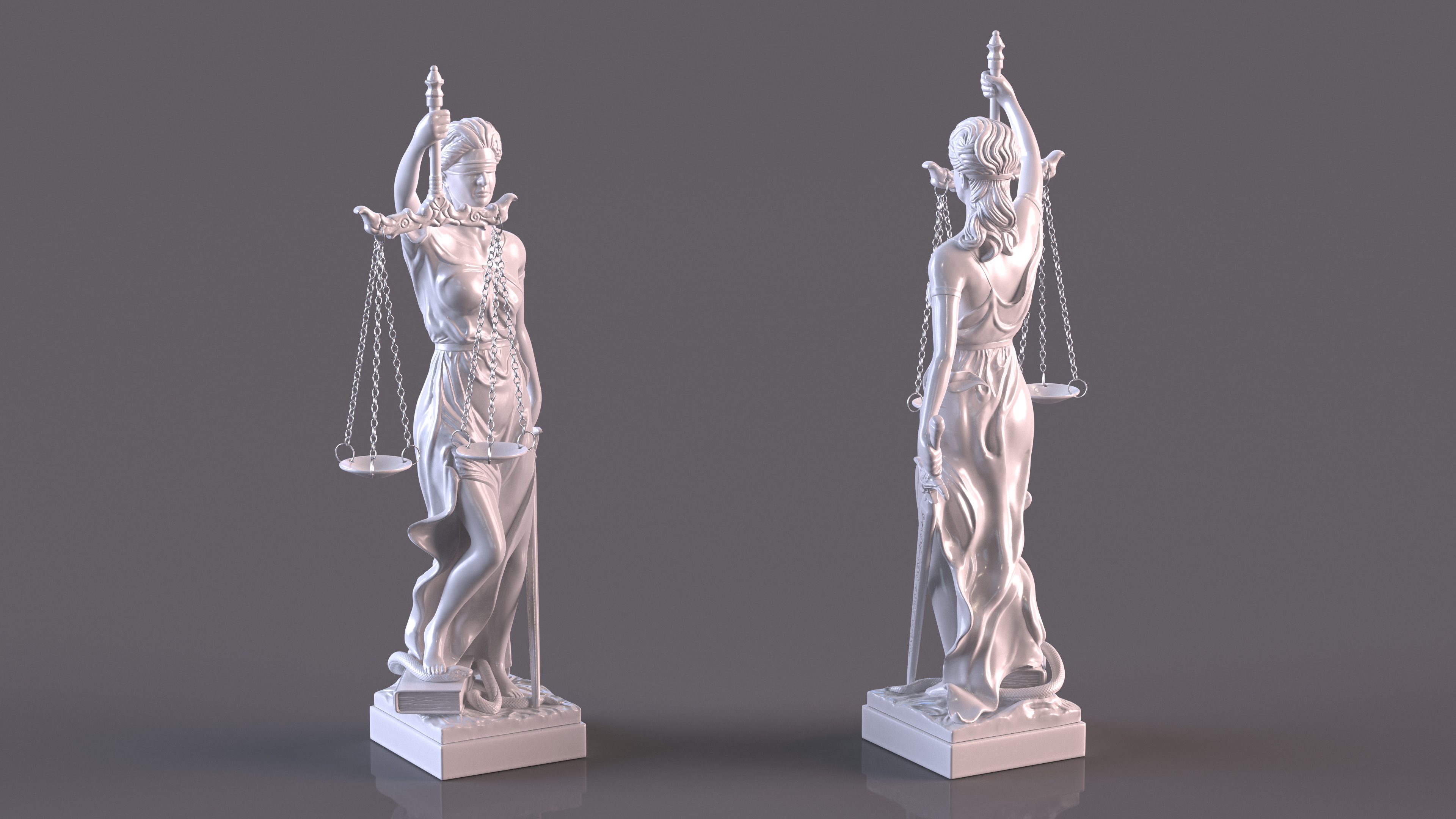 3D model Statue Justice Themis Made of Stone
