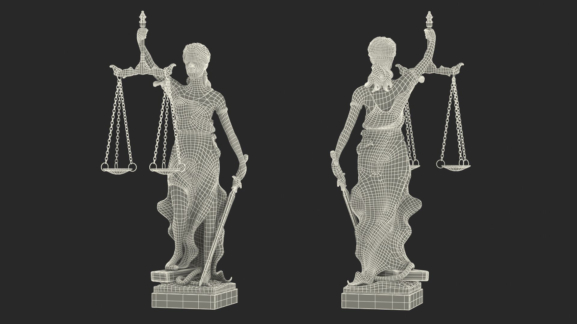 3D model Statue Justice Themis Made of Stone