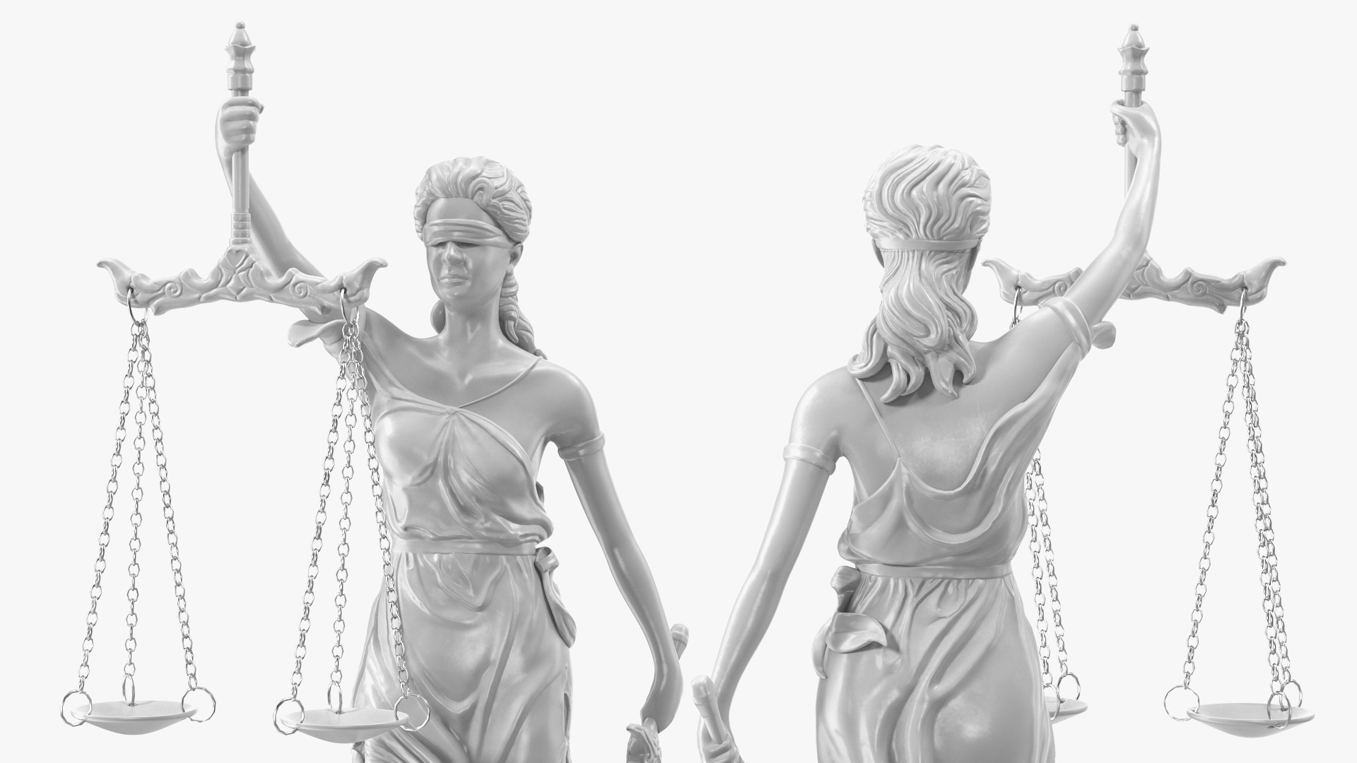 3D model Statue Justice Themis Made of Stone