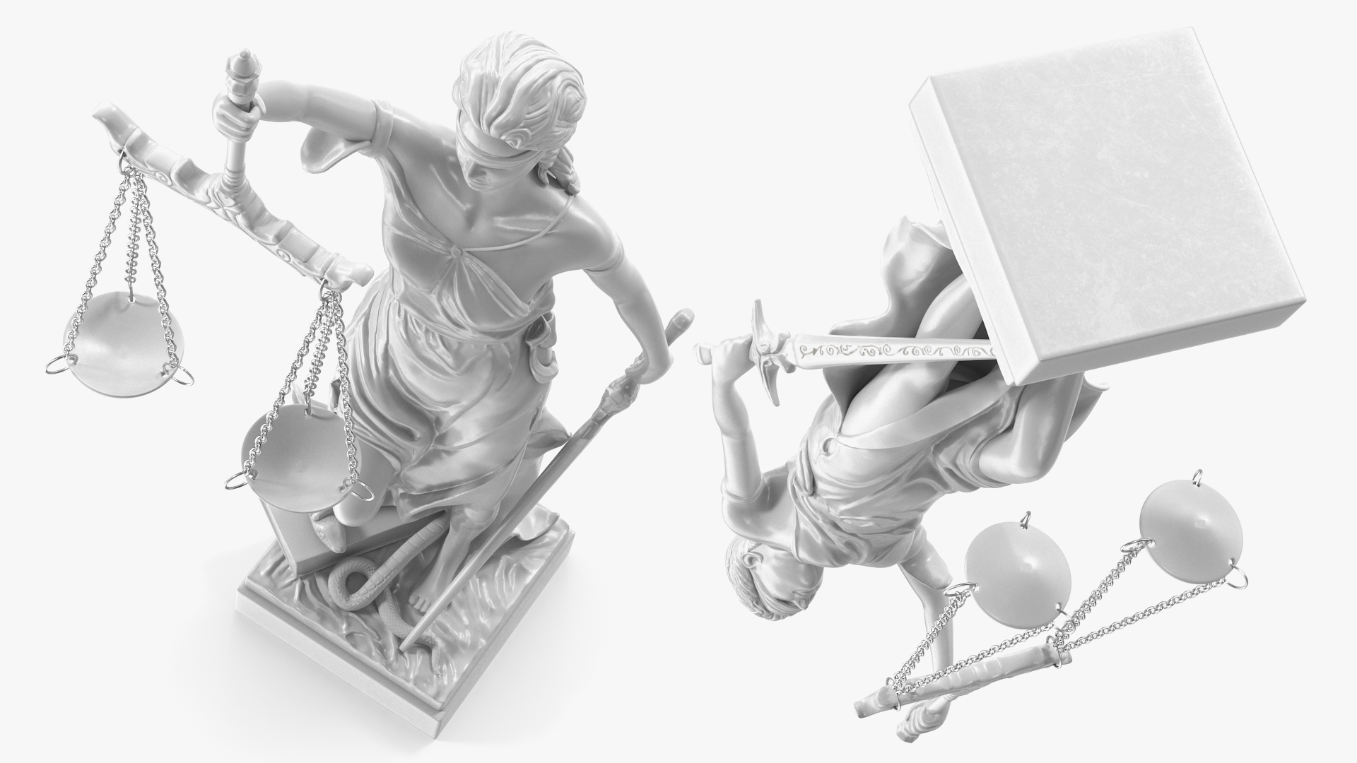 3D model Statue Justice Themis Made of Stone