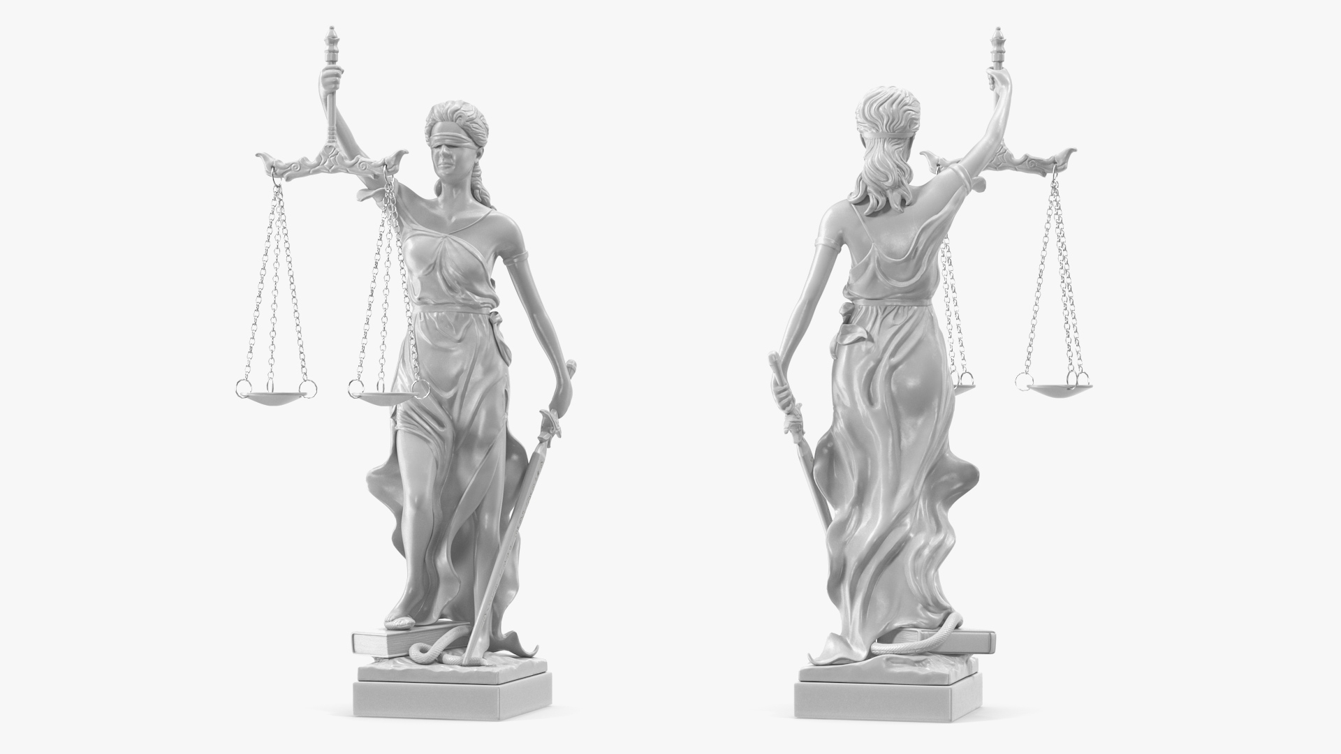 3D model Statue Justice Themis Made of Stone
