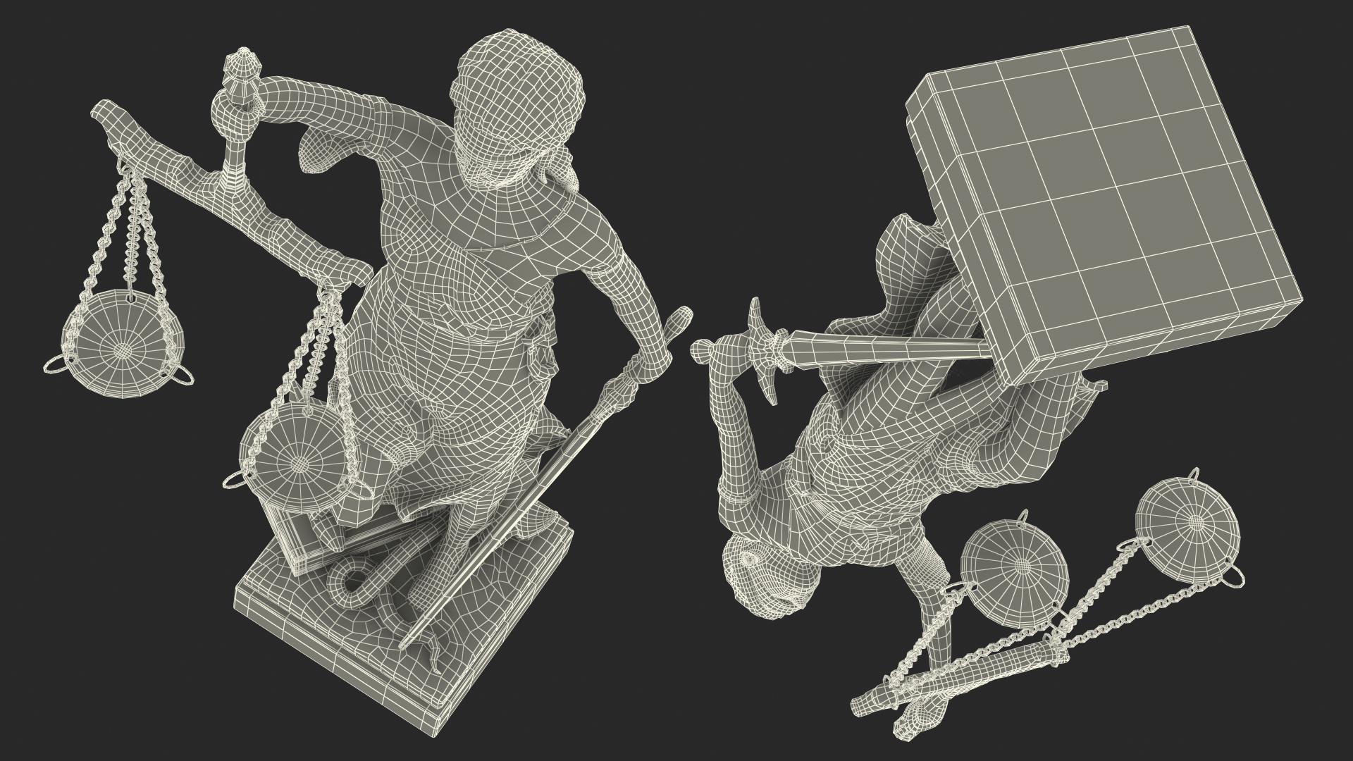 3D model Statue Justice Themis Made of Stone