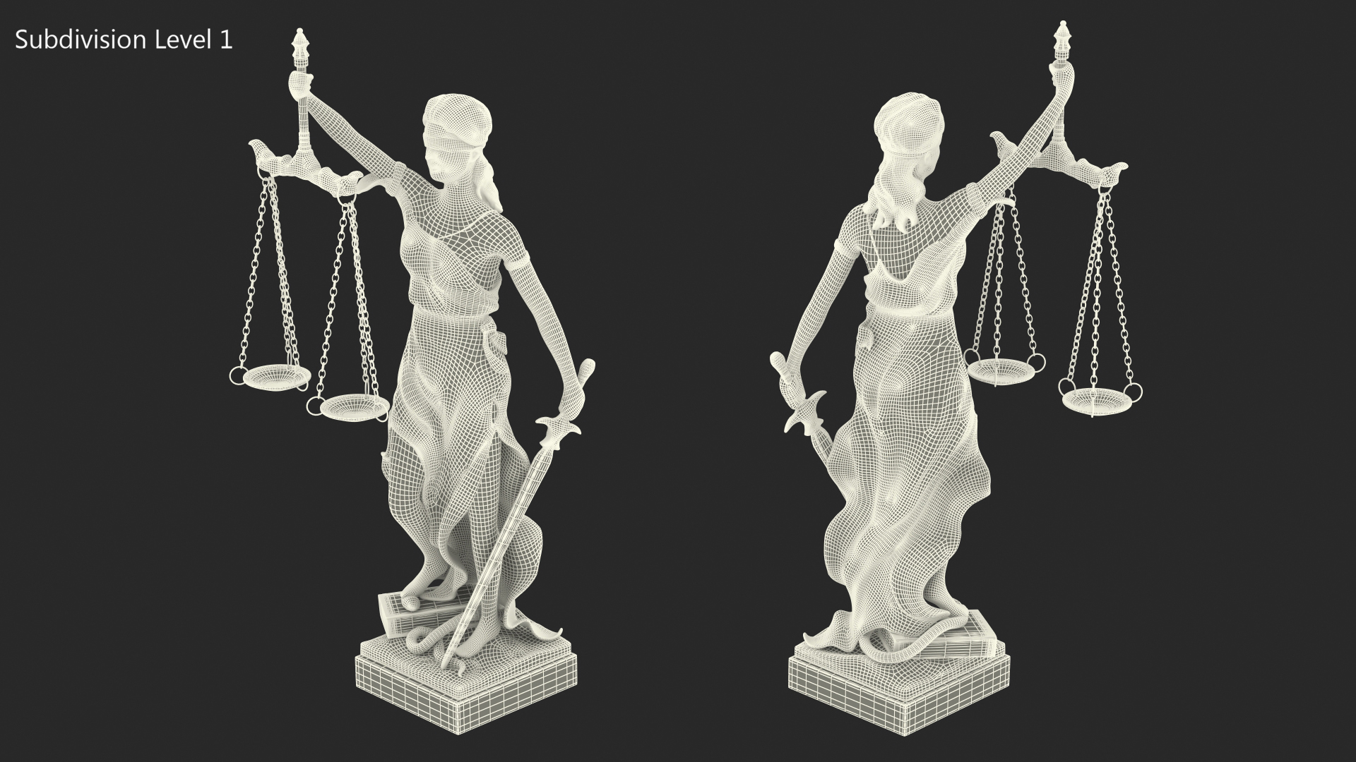 3D model Statue Justice Themis Made of Stone