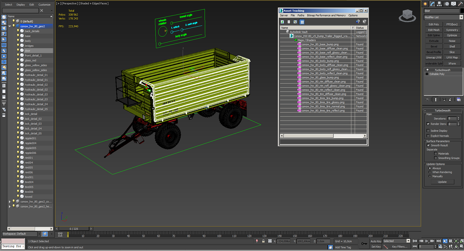 Conow HW-80 v9 Dump Trailer Rigged 3D model