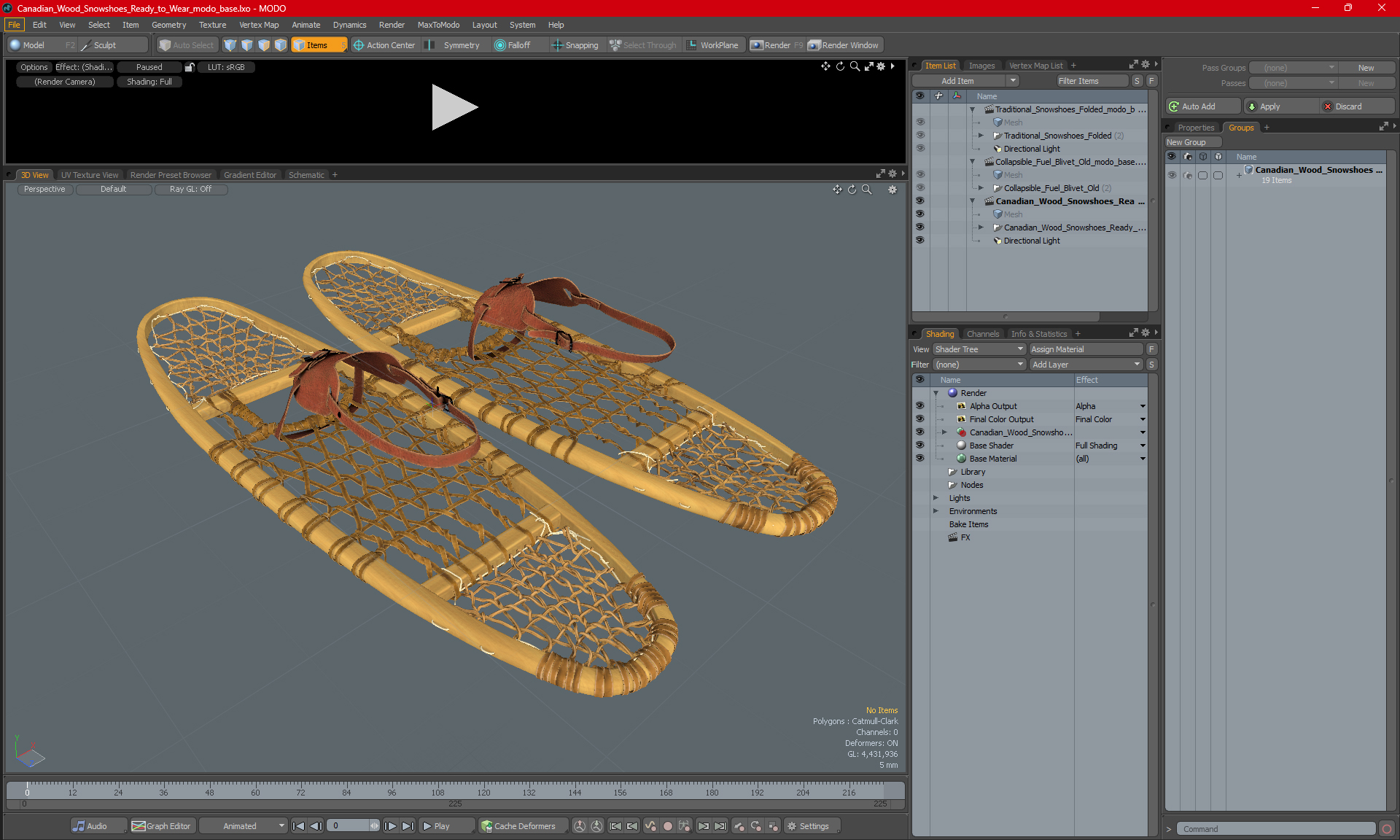 Canadian Wood Snowshoes Ready to Wear 3D