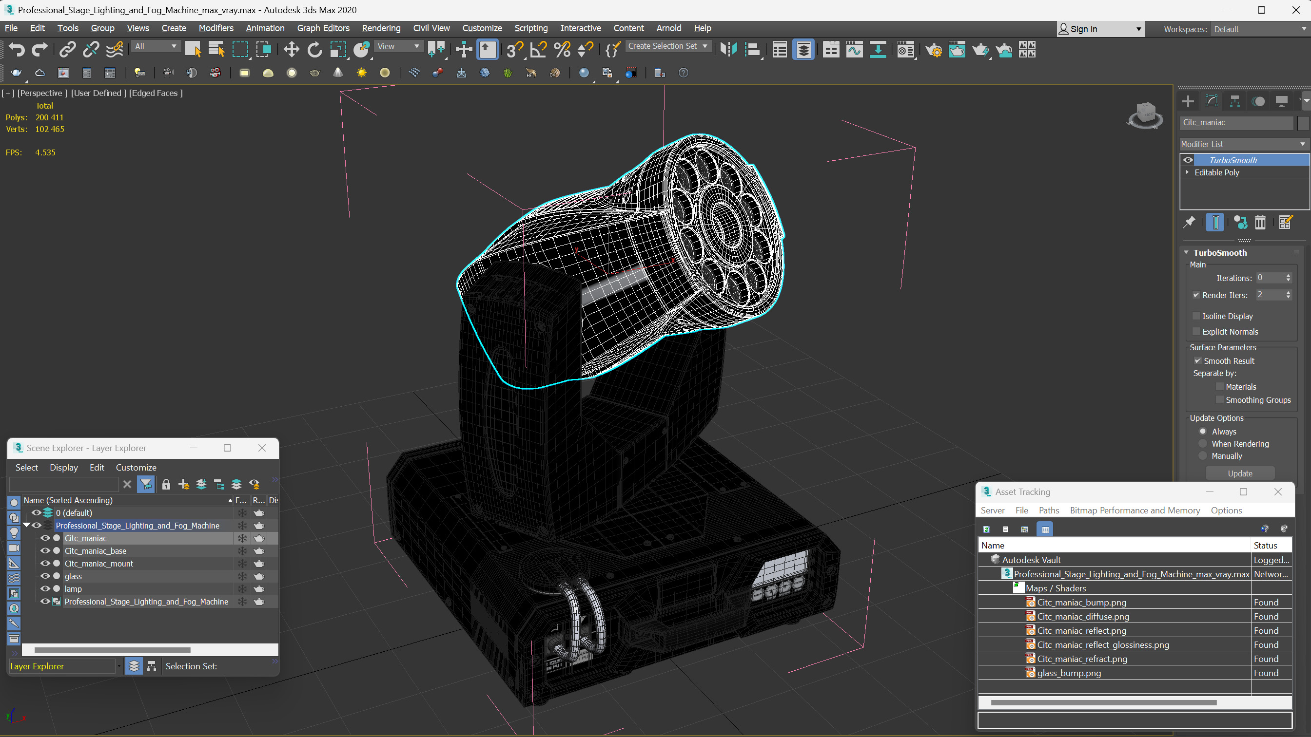 3D Professional Stage Lighting and Fog Machine model