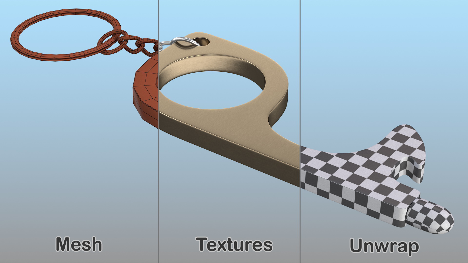 3D No Touch Tool Keychain Brass model