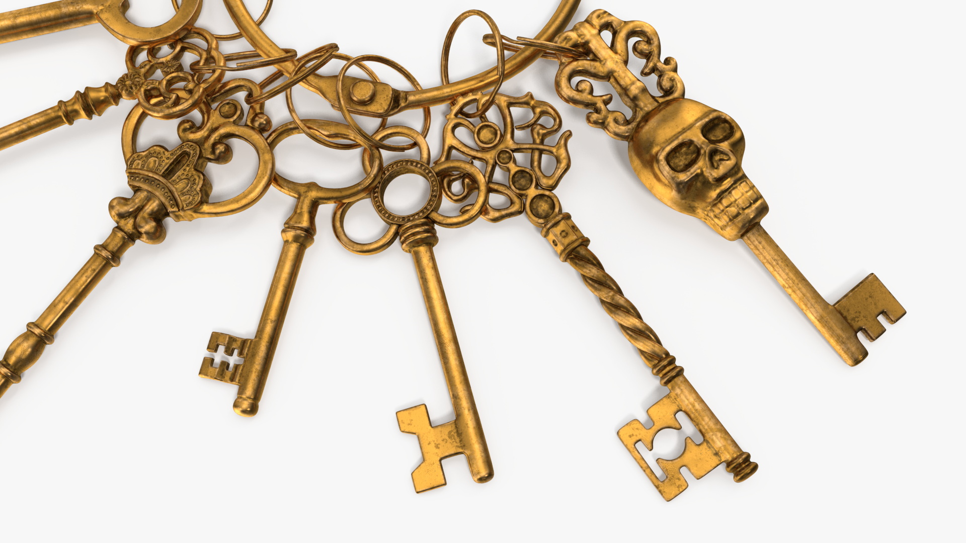 Skeleton Keys Bunch Gold 3D model