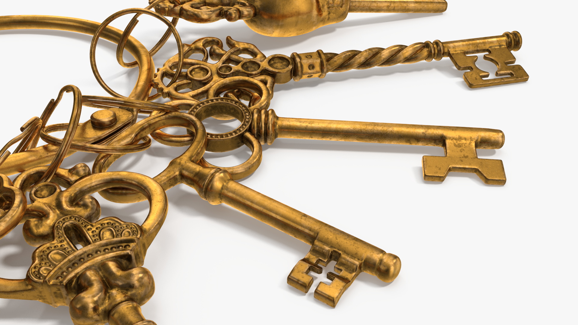 Skeleton Keys Bunch Gold 3D model