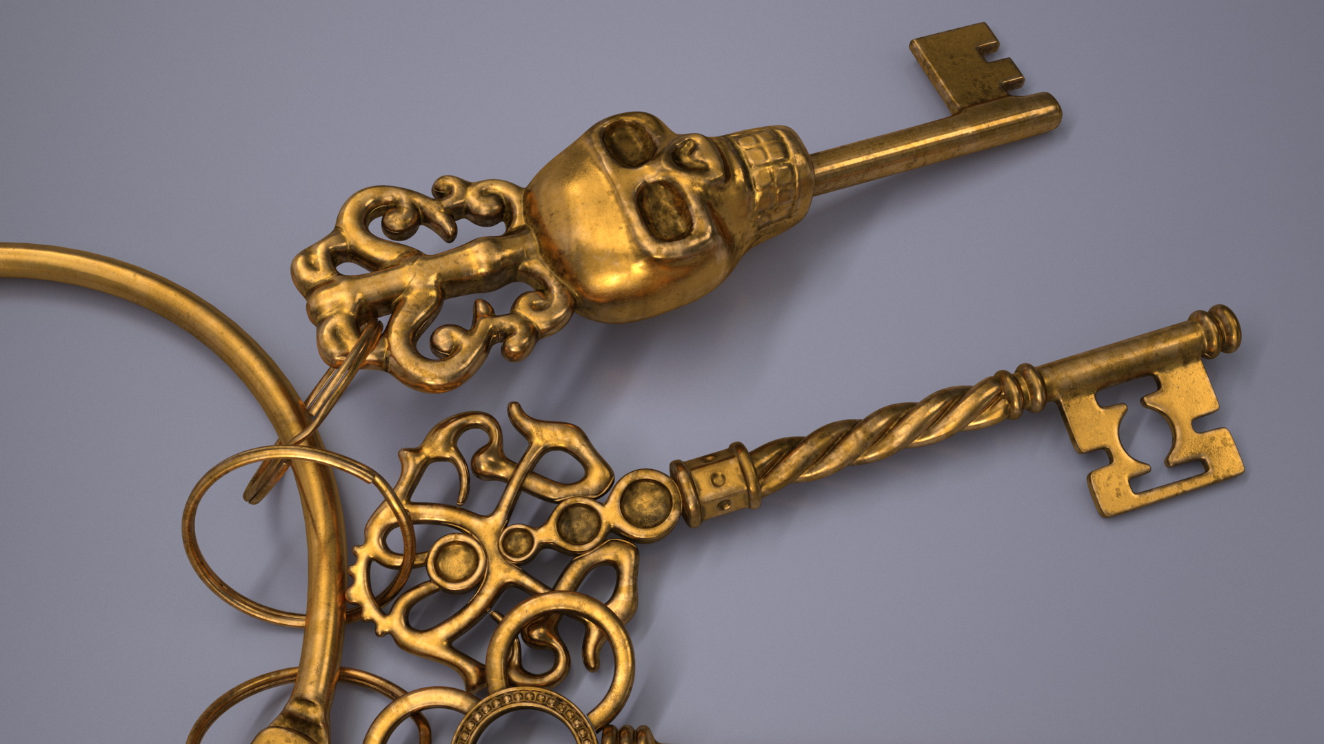 Skeleton Keys Bunch Gold 3D model