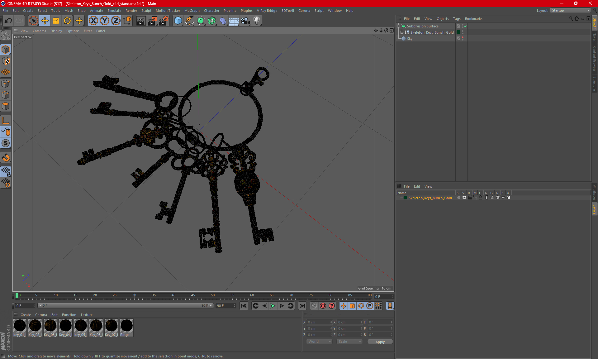 Skeleton Keys Bunch Gold 3D model