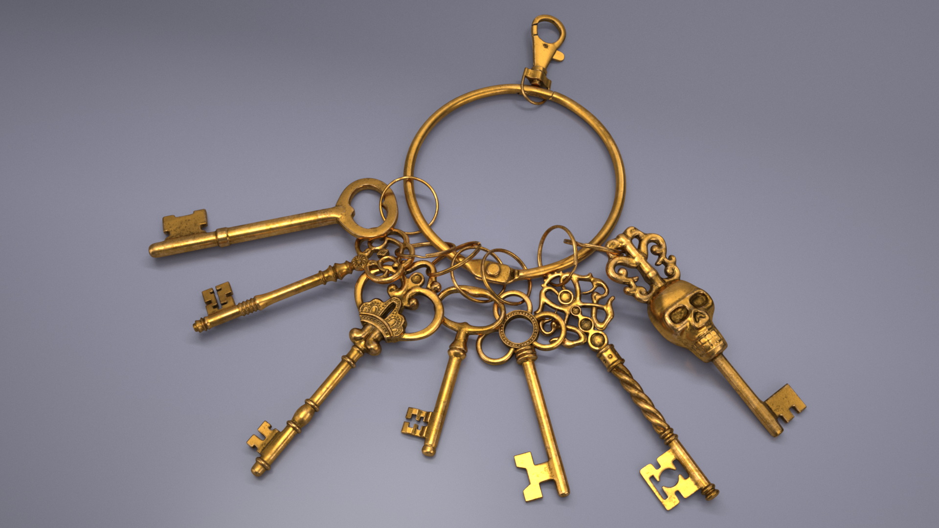 Skeleton Keys Bunch Gold 3D model