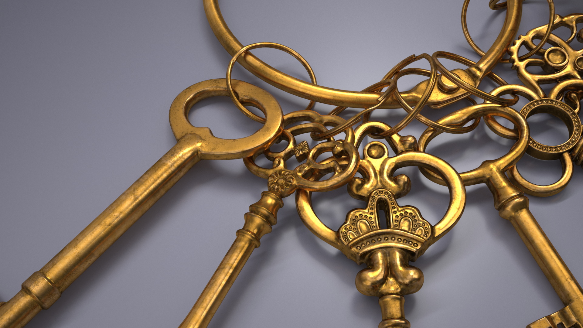Skeleton Keys Bunch Gold 3D model