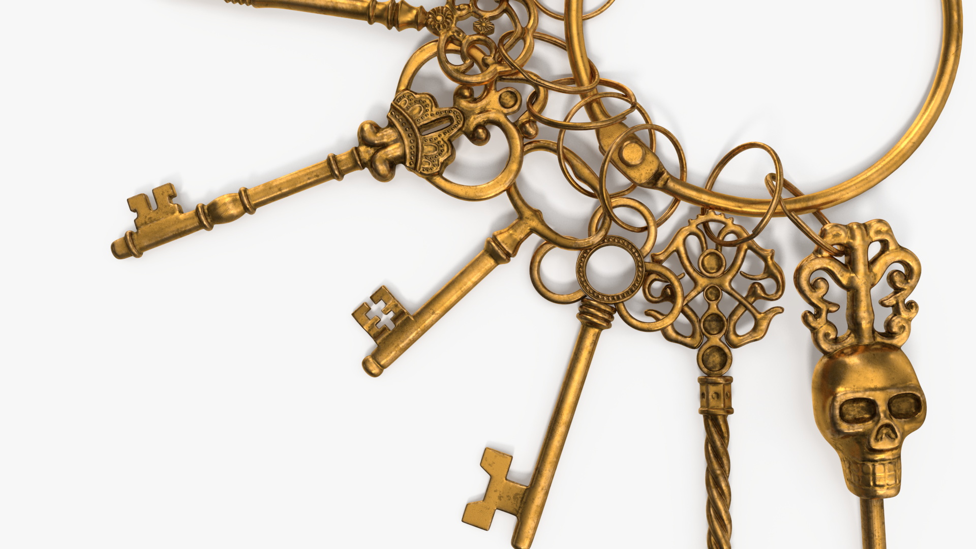 Skeleton Keys Bunch Gold 3D model