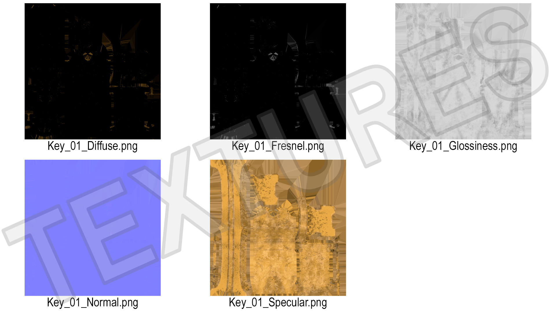 Skeleton Keys Bunch Gold 3D model