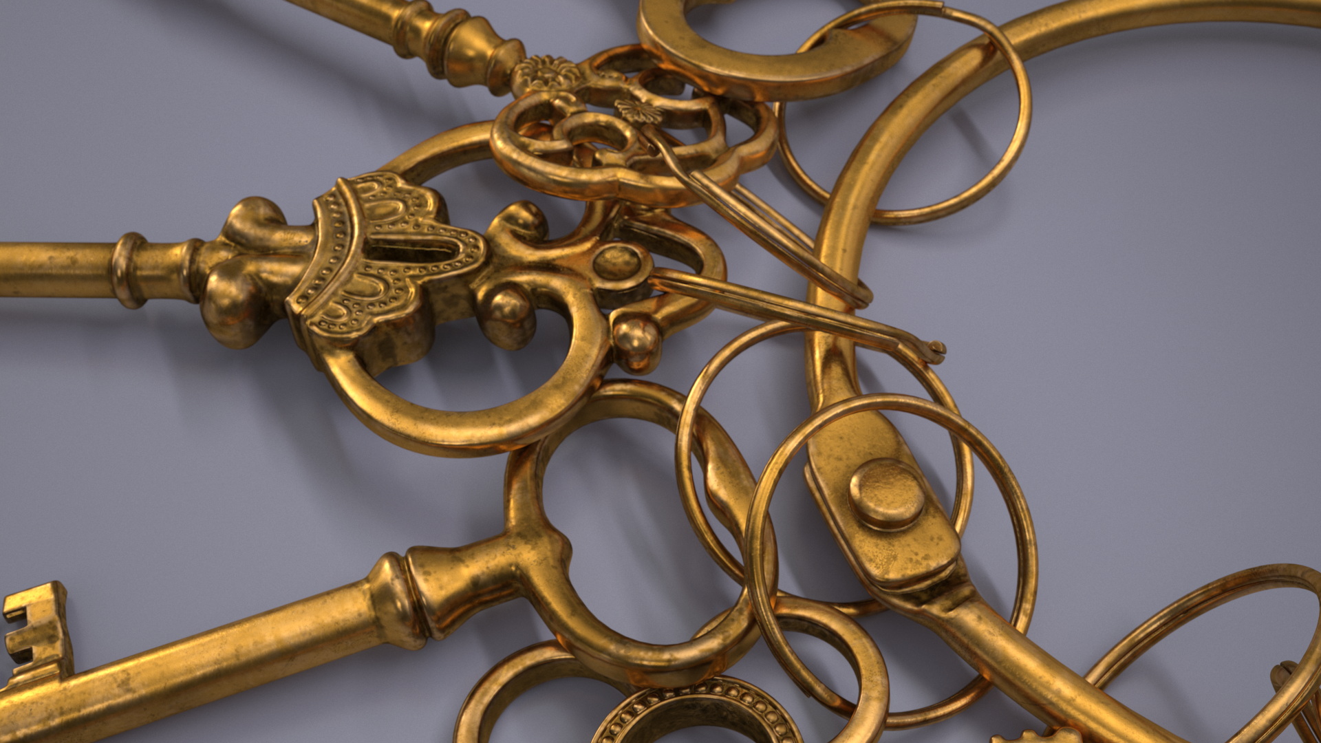 Skeleton Keys Bunch Gold 3D model