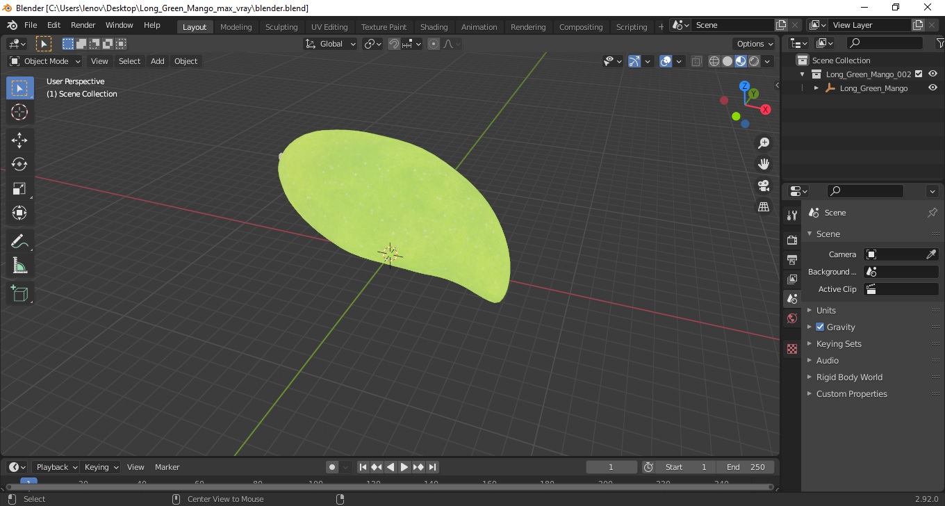 3D Long Green Mango