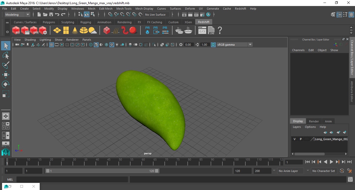 3D Long Green Mango
