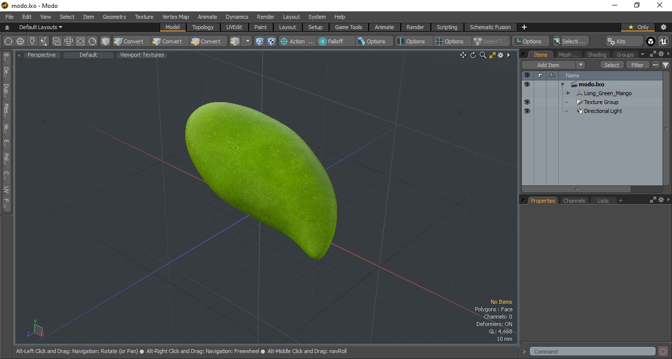 3D Long Green Mango