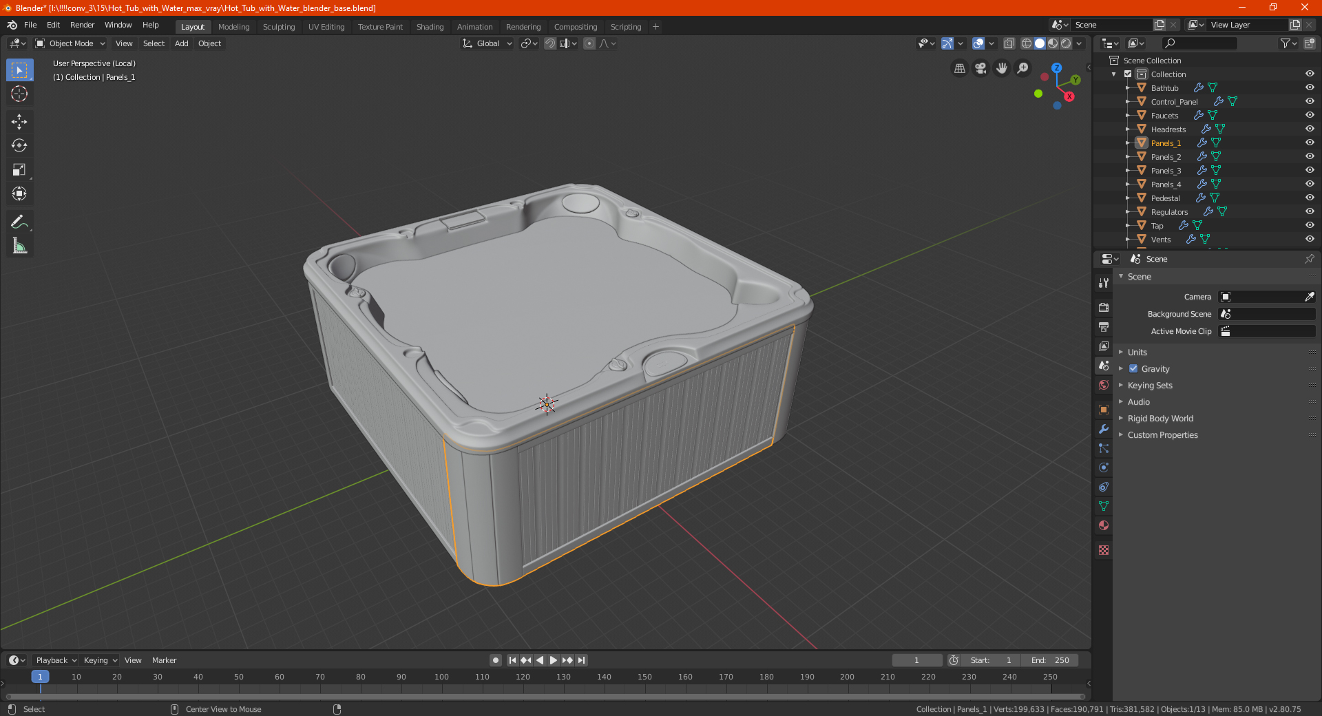 3D Hot Tub with Water model