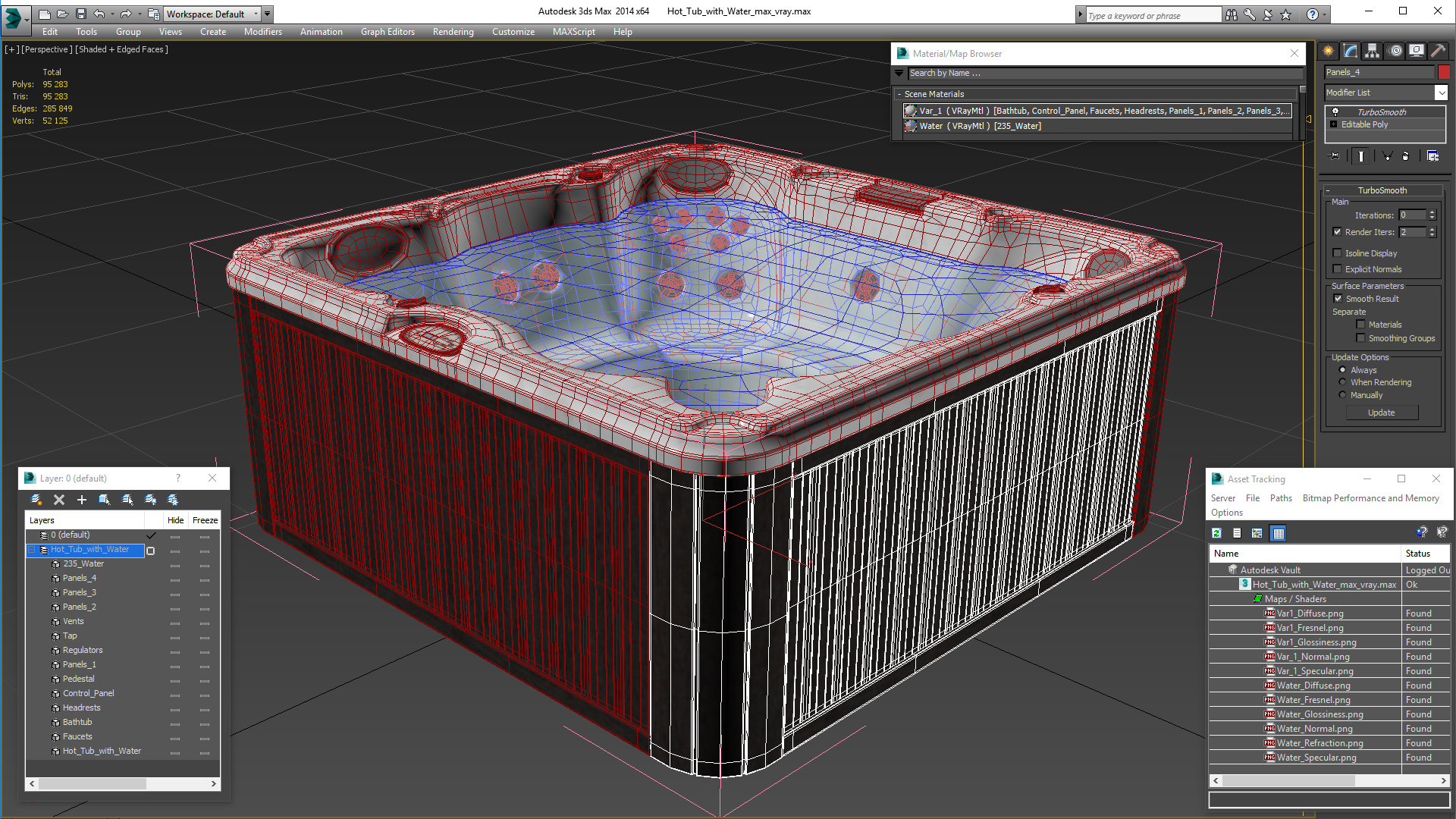 3D Hot Tub with Water model