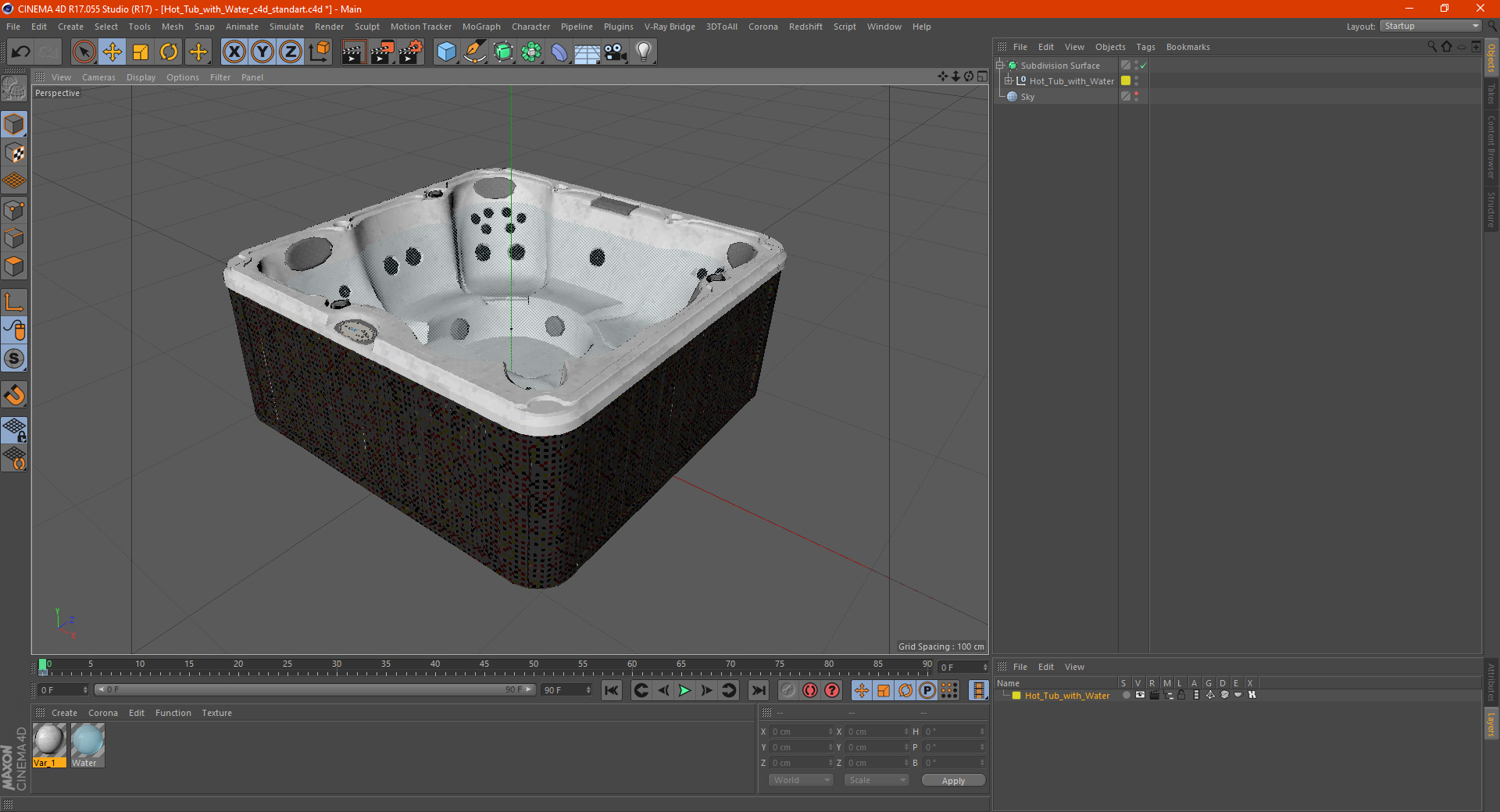 3D Hot Tub with Water model