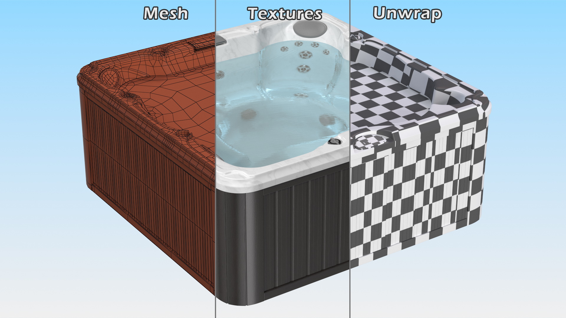 3D Hot Tub with Water model