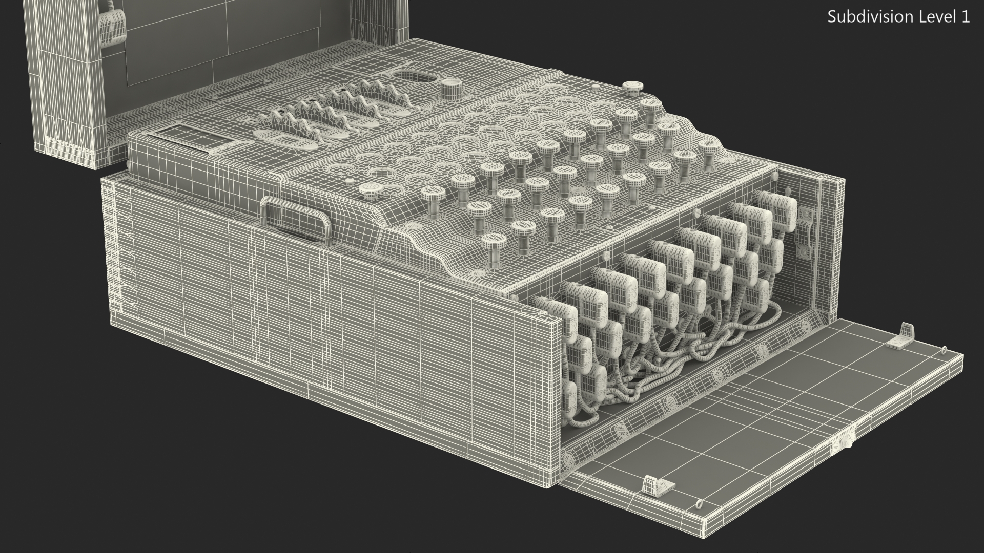 Enigma M4 Cipher Machine in Wooden Case 3D model