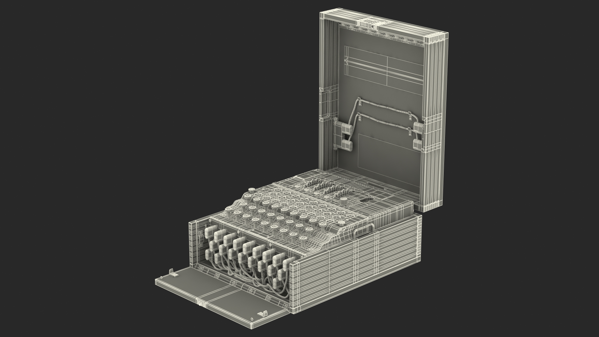 Enigma M4 Cipher Machine in Wooden Case 3D model