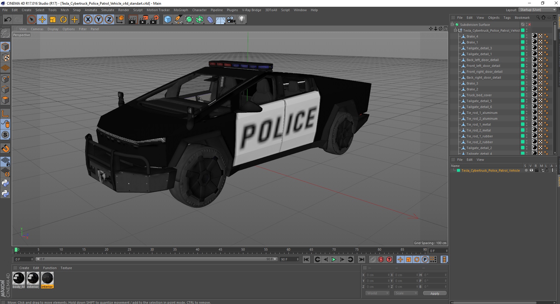 3D Tesla Cybertruck Police Patrol Vehicle model