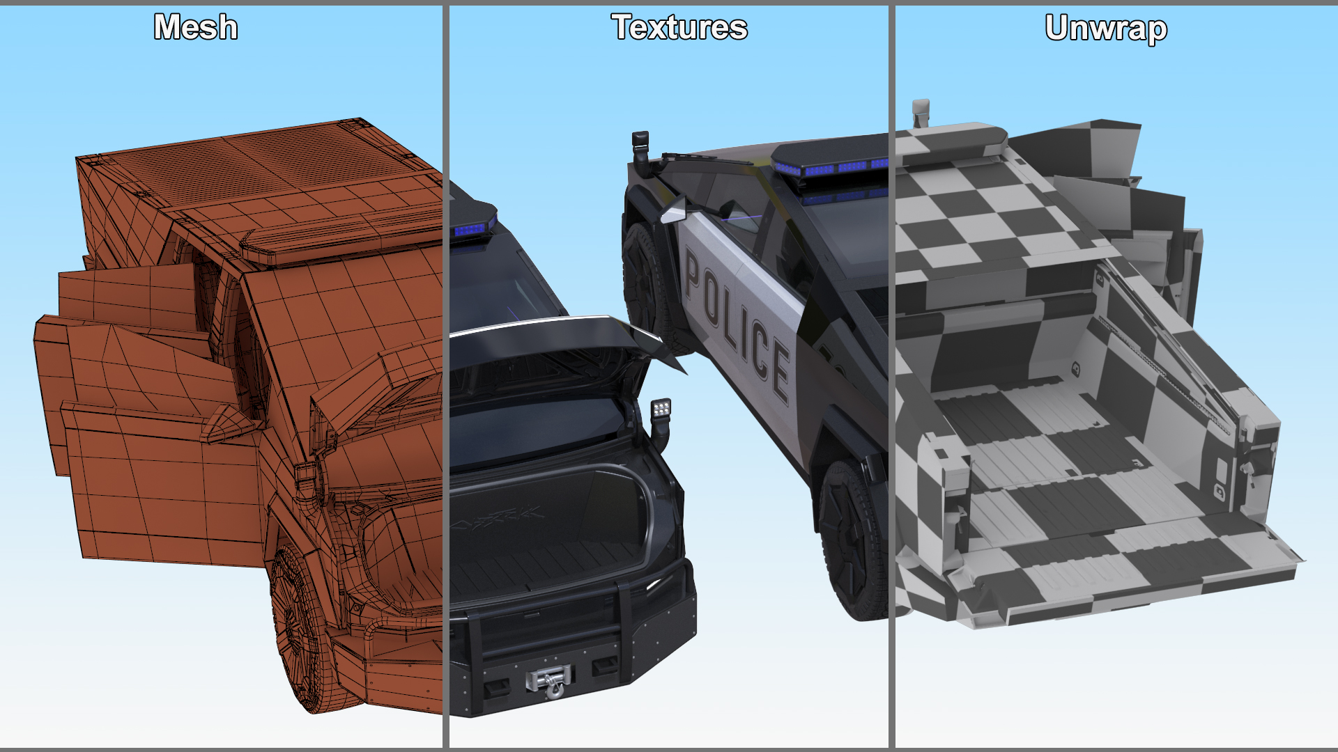3D Tesla Cybertruck Police Patrol Vehicle model
