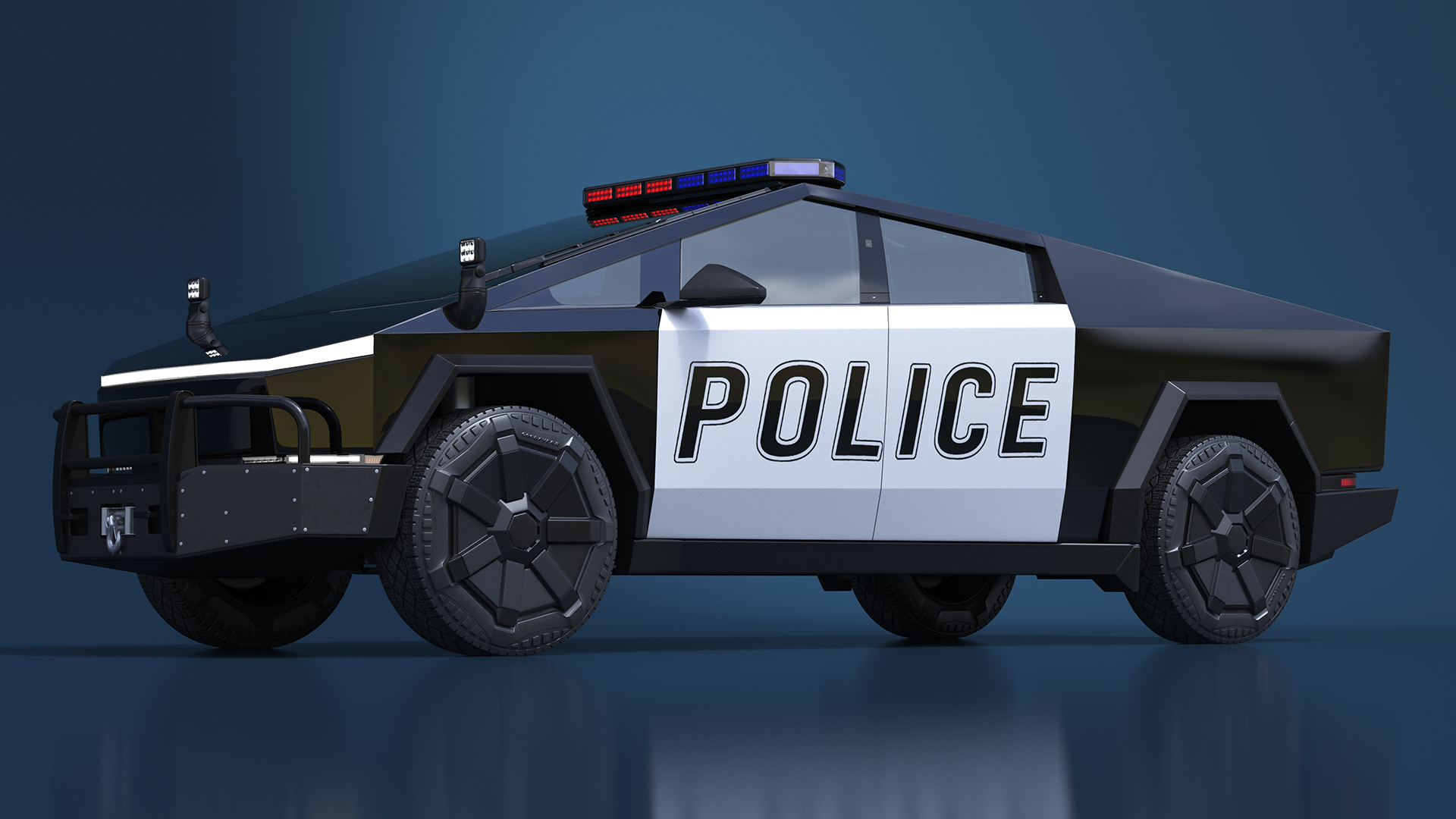 3D Tesla Cybertruck Police Patrol Vehicle model