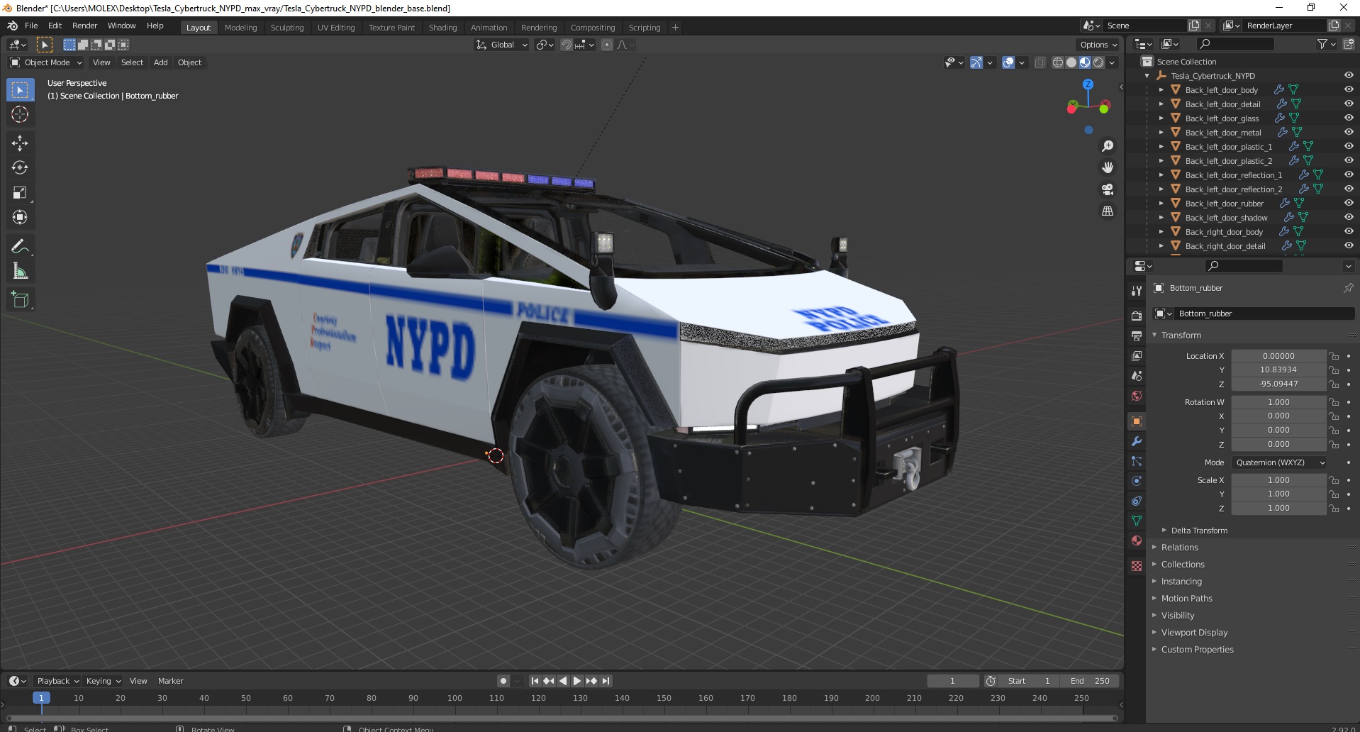 3D Tesla Cybertruck Police Patrol Vehicle model