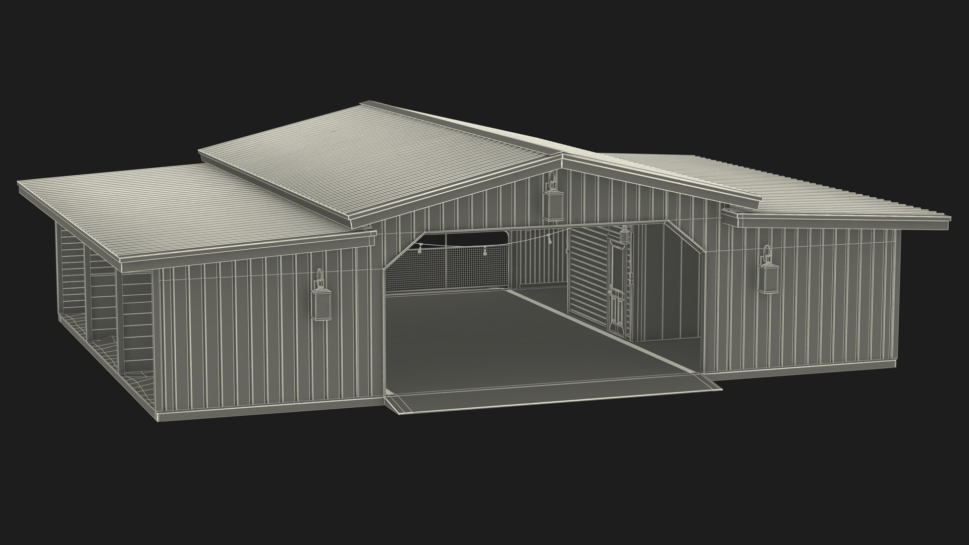 3D Stable Building White
