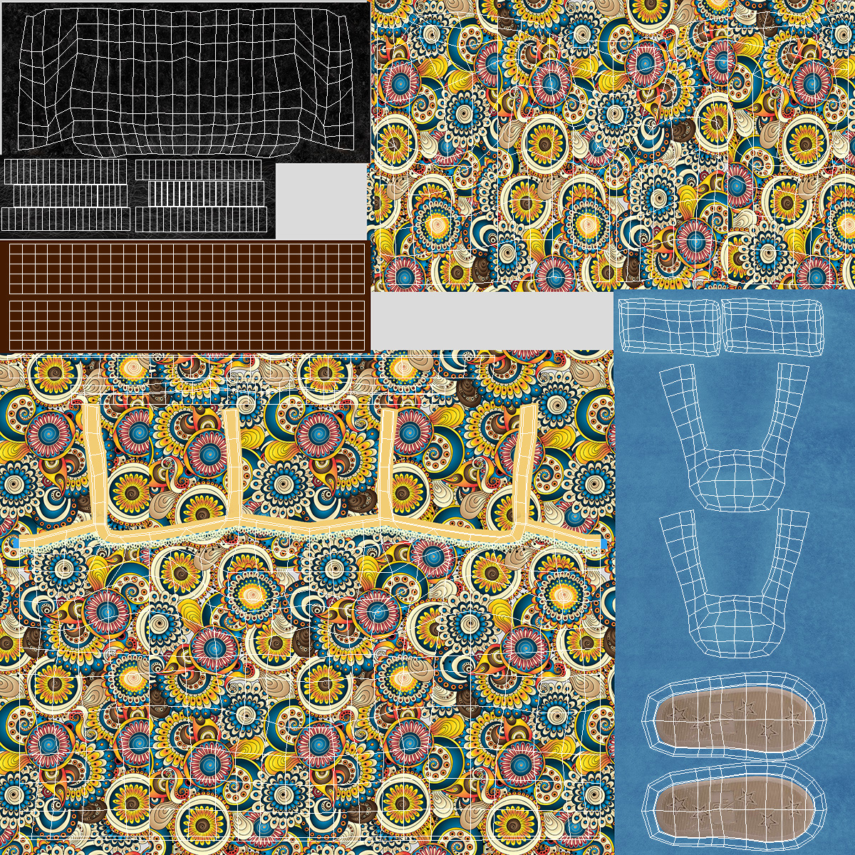 Afro American Old Lady in Sleeping Suit Sitting 3D