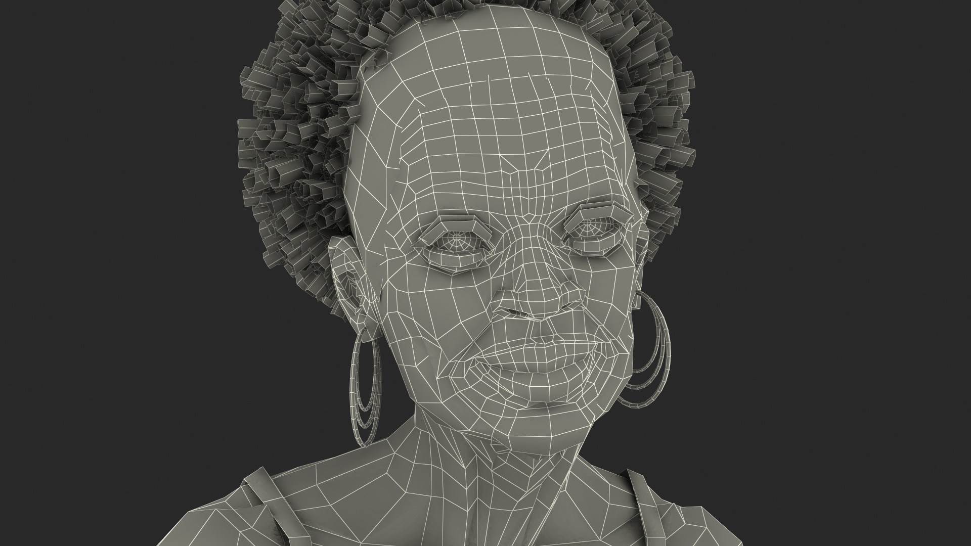 Afro American Old Lady in Sleeping Suit Sitting 3D