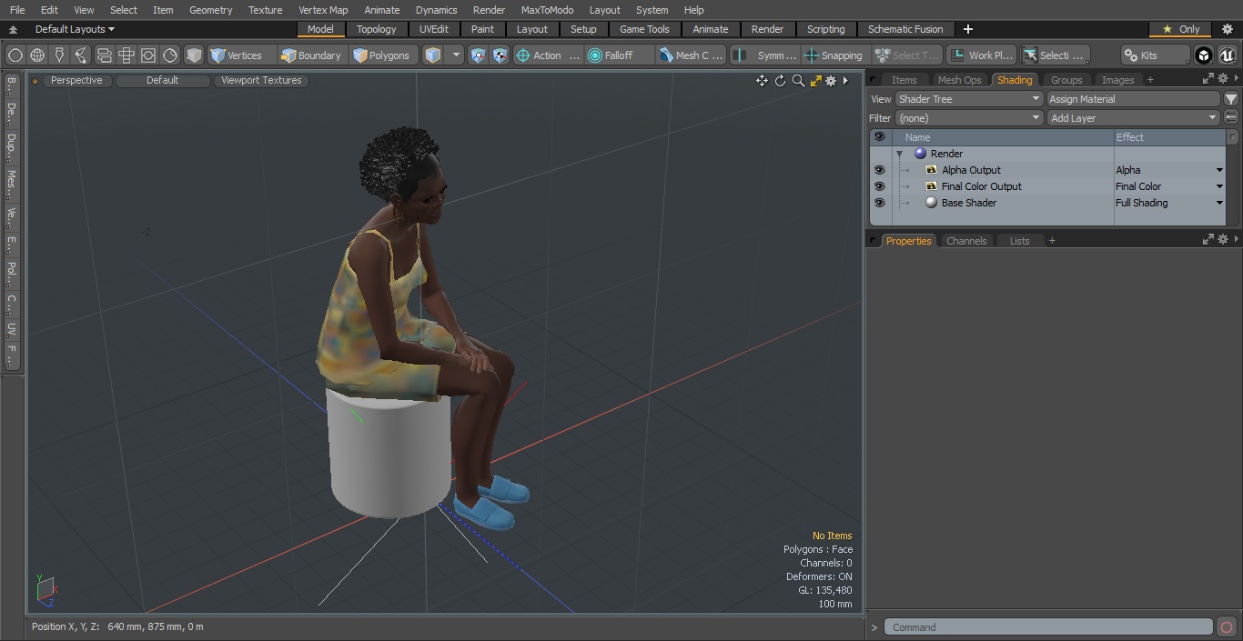 Afro American Old Lady in Sleeping Suit Sitting 3D
